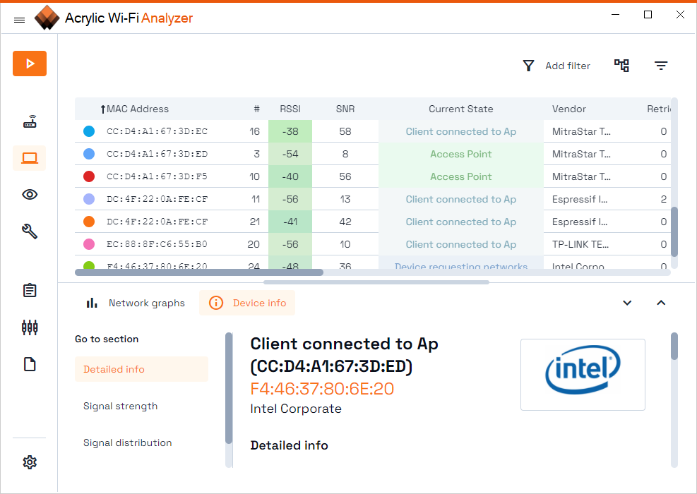 Sniffer wifi für Windows integriert sich mit Analysator